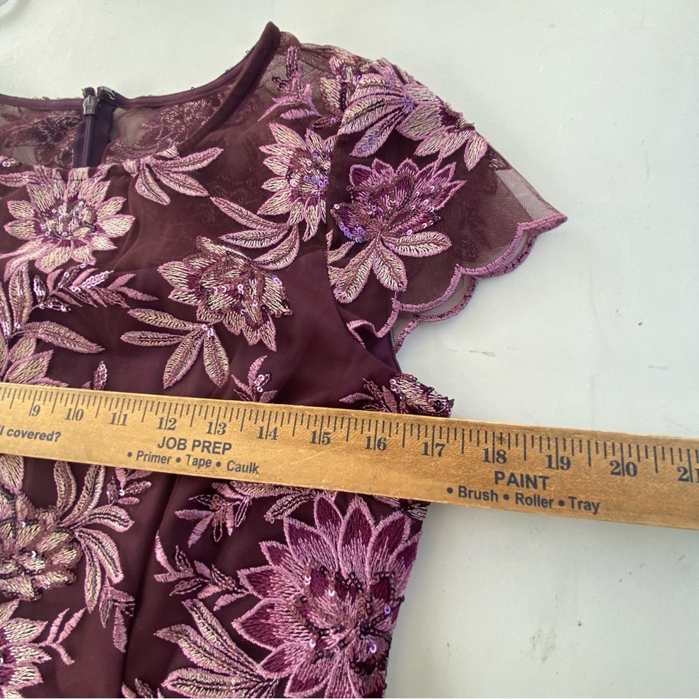 NEW Alex Evenings Embroidered Floral Lace Cocktail Dress Cap Sleeves Size 6 Plum - Picture 8 of 14